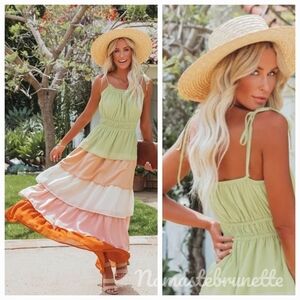 NWT Vici Boho Ruffled Tiered Maxi Dress